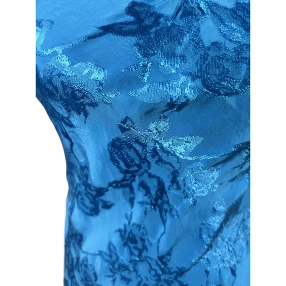 Lulu’s Blue Floral Jacquard Midi Dress S - Picture 3 of 10